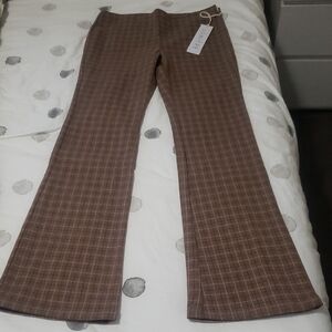 Lumiere Plaid Brown Flare Pants
